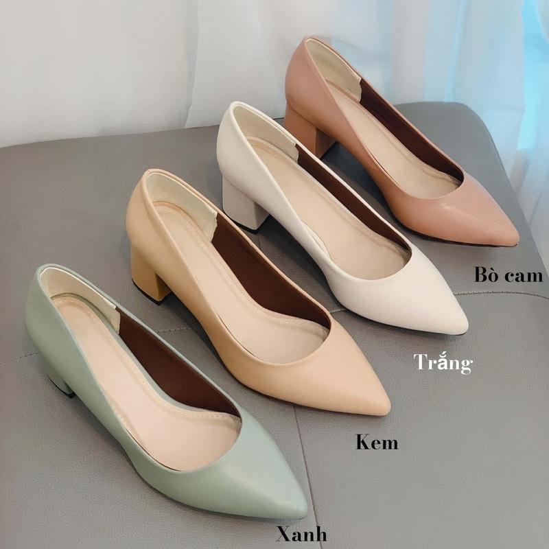 Giày Cao Gót Trơn mũi nhọn cao 5P chất da mờ lì Giày Bánh Bèo mã THO2 Shoes Nữ Shoes Nữ giay bit