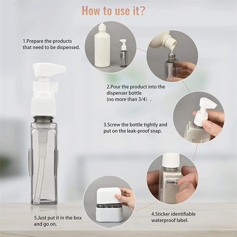 Travel Size Packaging Bottle, 2 Sets 8 Counts Refillable Spray Bottles with Organizer Storage Box, Bathroom Accessories, Portable Leak Proof Travel Containers Set for Toiletries Home Outdoor Office 9