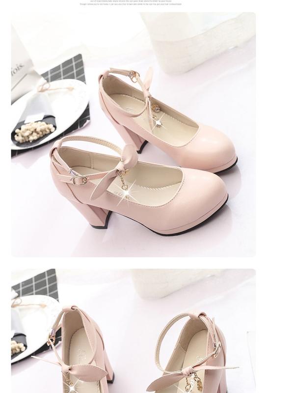 Product Introduction of Spring 2024 New Korean Style Sweet Low-Cut Pumps Women's Mid Heel Chunky Very High Heel Shoes with Buckle All-Matching Women's Fashion Shoes 19