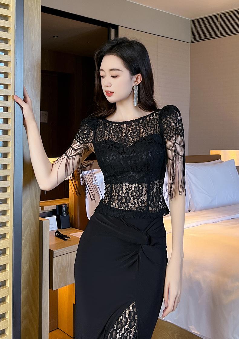 Product Introduction of Áo Sơ Mi Ren Thiết Kế Hotie Kiểu Pháp, Tay Áo Tua Rua Nhìn Xuyên Thấu, Hàng Mới Về, 20504 Nữ Top Women Shirt Umi 12