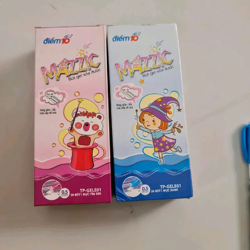 Bút điểm 10 MAZZIC có đầu tẩy, nét bút đều đậm, có mực xanh và mực tím but  viet 6