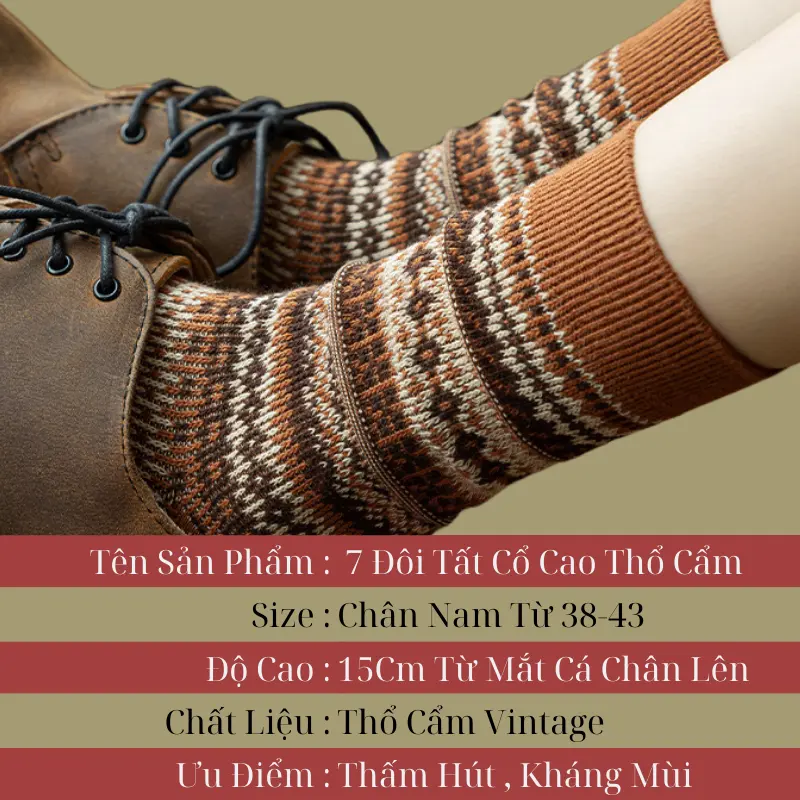 Set 7 Đôi Tất Vớ Nam Nữ Chất Liệu Thổ Cẩm Lạ Mắt 2