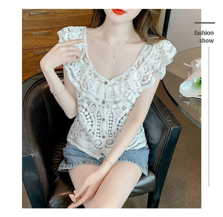 Product Introduction of Quần Áo Nữ, Bộ Sưu Tập Mùa Hè 2024, Áo Thun Ren Ngắn Khoét Lỗ Thiết Kế Đẹp, Độc Đáo Và Sang Trọng, Áo Không Tay Hàng Mới Về 17