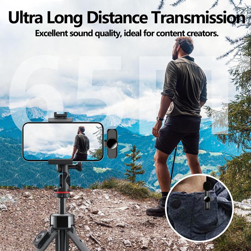 Wireless Lavalier Microphone, USB Rechargeable Microphone, Noise Canceling Microphone for Live Streaming, Voice Recording, Home Theater 8