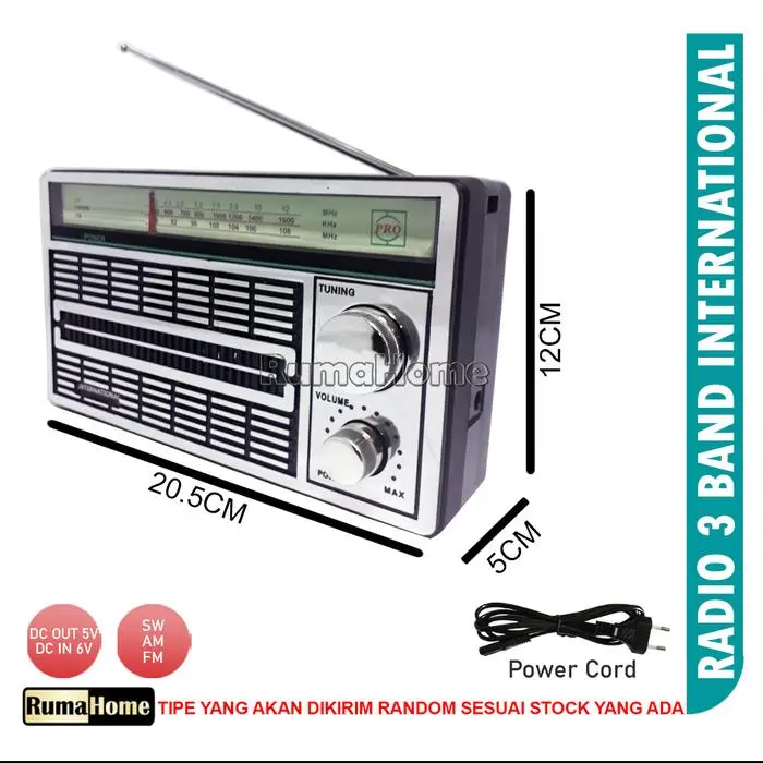 COD RADIO AC/DC PORTABLE INTERNATIONAL 3 BAND FM - AM -SW 4250  ANTIK CLASSIC JADUL - F-4250