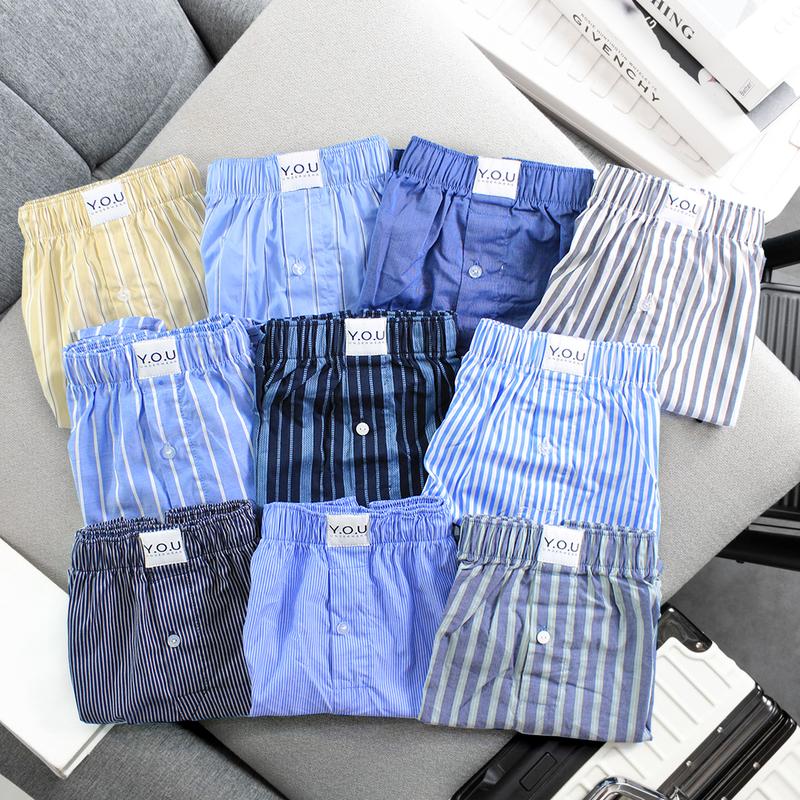 Bộ 5 Quần Đùi Ngủ Nam Chất Kate Cotton Thoáng Mát Màu Trơn Và Sọc. Menswear