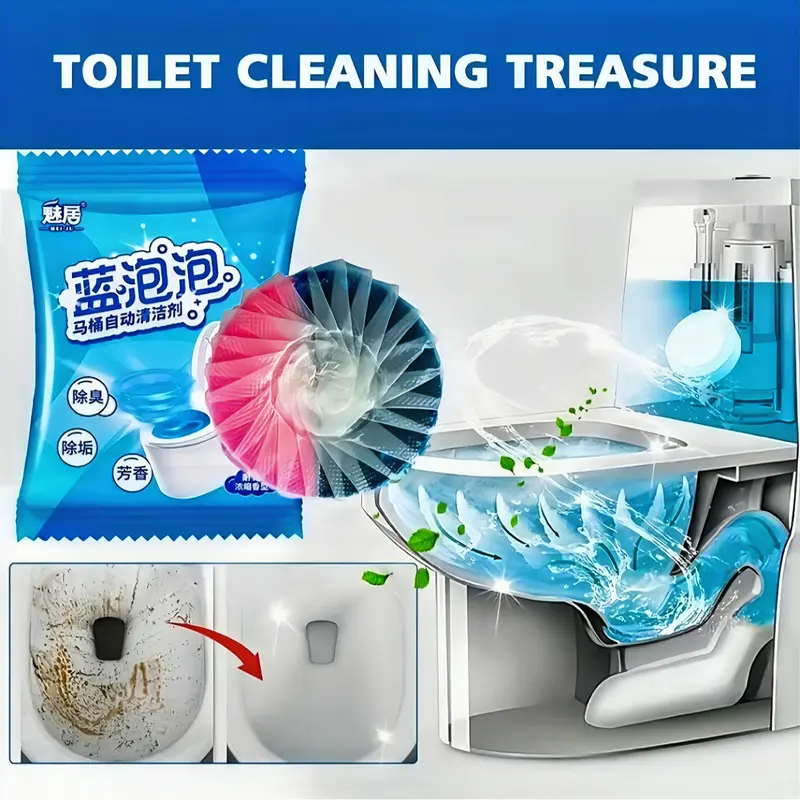 Viên Xả Bồn Cầu Bong Bóng Xanh Biển Hương Thơm Hoa Hồng Hiệu Quả - Giảm Bám Dính Vết Bẩn, Loại Bỏ Mùi Hôi viên 40G Làm Sạch 8