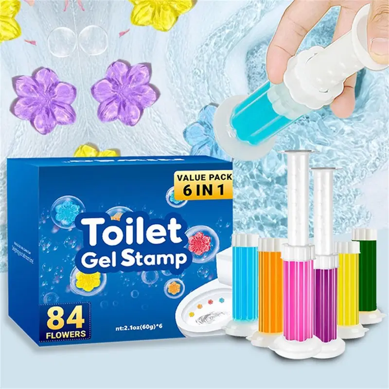 Portable Toilet Cleaning Gel, 6/60pcs Creative Flower Design Toilet Cleaner Gel, Household Toilet Cleaning Accessories, Cleaning Supplies, Summer Essentials House Cleaning Tools, Bathroom Accessories, Bathroom Cleaner, Home Cleaning Products 0