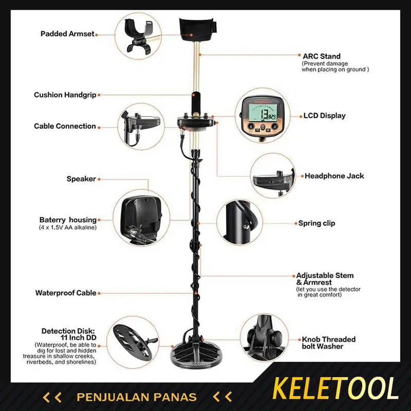 KELETOOL metal detector FS2 alat detektor logam emas bawah tanah  tlsms metal detector underground gold finder 2