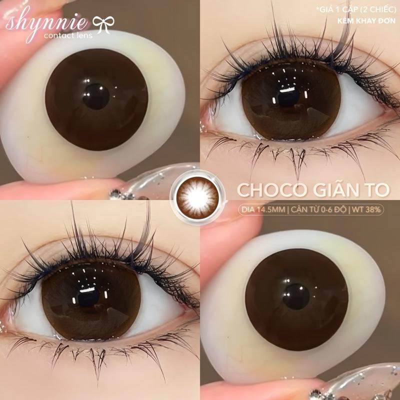 (CẬN TỪ 0-6 ĐỘ) 1 cặp LENS màu choco giãn to dễ thương 14.5mm HSD 1 năm TẶNG KÈM KHAY ĐƠN - kính áp tròng SHYNNIE LENS