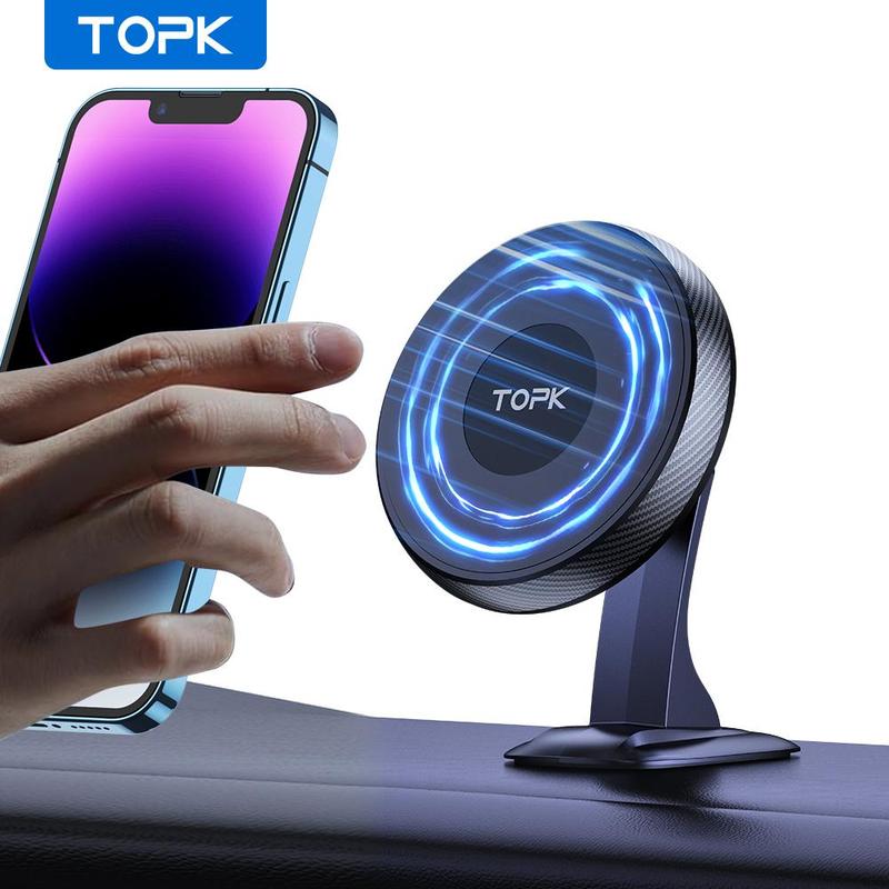 Product Introduction of TOPK Car Dashboard Phone Holder, 360° Rotatable Car Phone Holder with Magnetic Suction, Universal Car Interior Accessories for iPhone 15 14 13 Pro Max 0