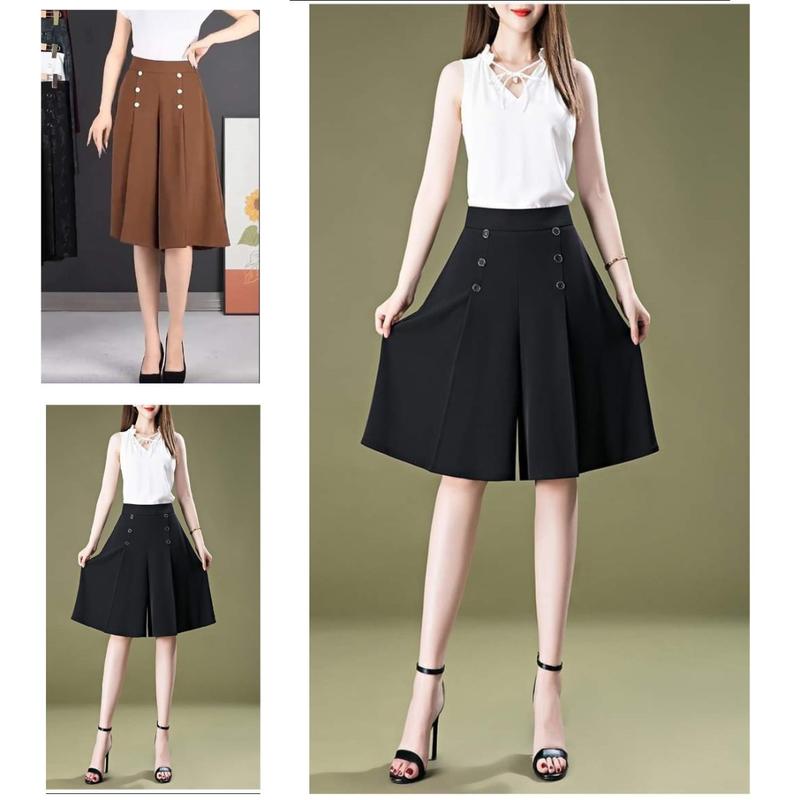 Product Introduction of Quần ống rộng 6 NÚT culottes lưng thun sau giả váy LỬNG Nữ Women Ong Pants[GV] 16