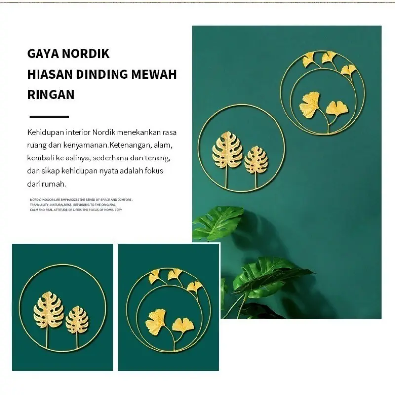[Vinnatsu]Wall Decor Hiasan / Dinding Besi Metal Leaf Wall Art Decor/WALL Decor Nordic Dinding Besi Sofa Ruang Tamu 2