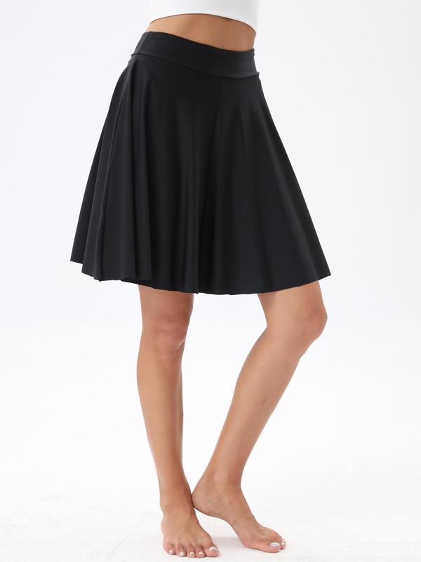 Women's Solid High Waist Swim Skirt, Casual Plain Swim Bottoms for Summer, Ladies Swimwear for Beach Holiday Vacation 3
