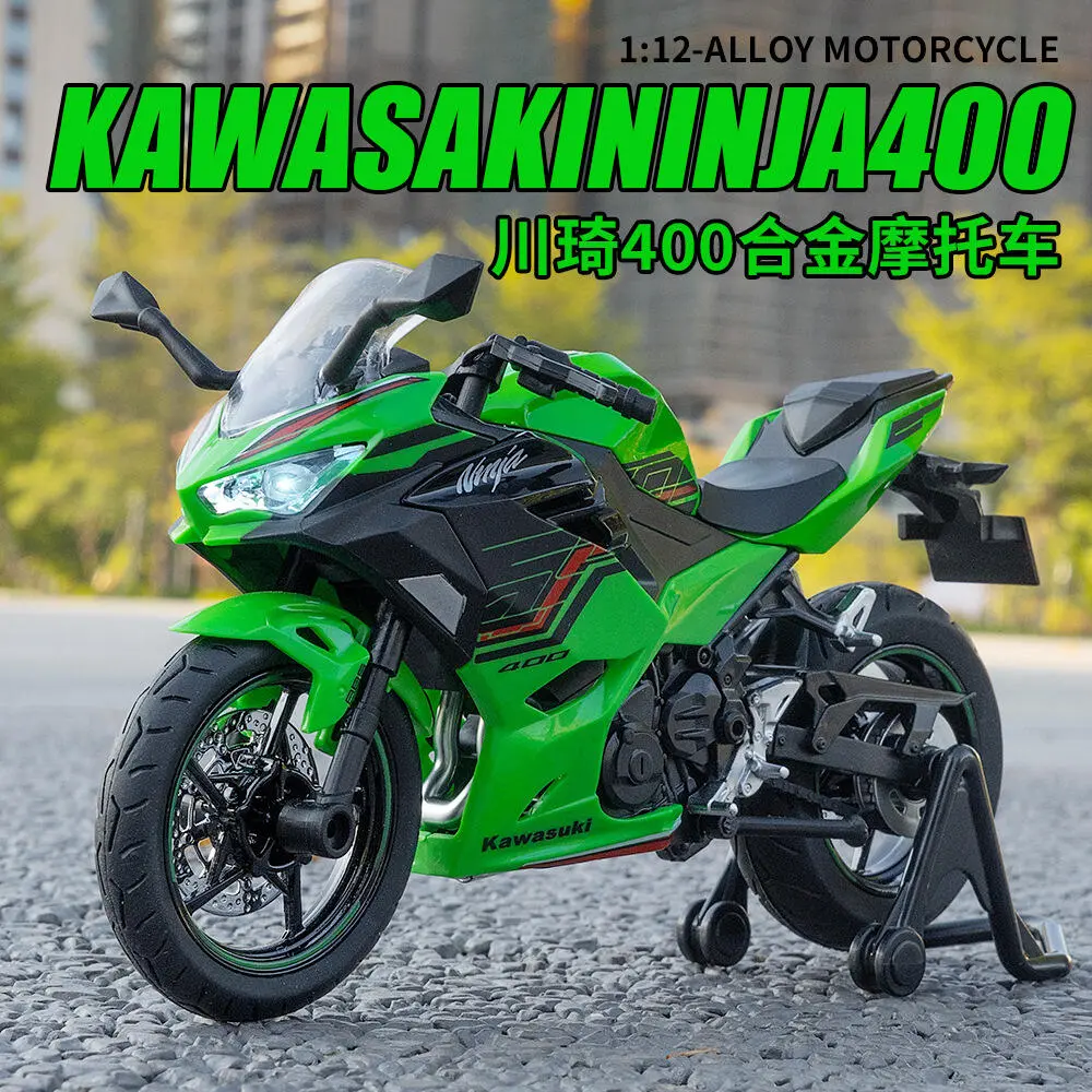 1 12 KAWASAKI Ninja 400 Toy Motorcycle Miniature Diecast Metal Model Super Sport Sound Light Collection Gift For Boy Kids M45
