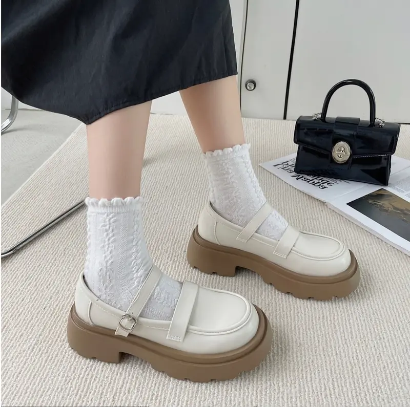 AVANCEID 1837 Heels Sepatu Sneakers Docmart Kerja Wanita Hitam Karet Shoes 5