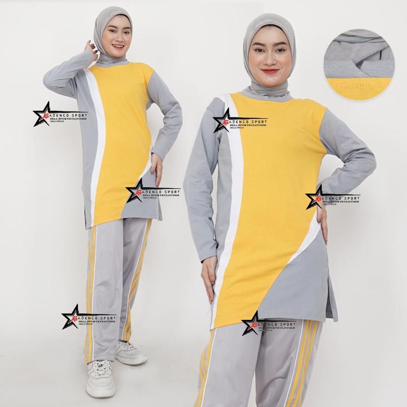 Product Introduction of Setelan baju olahraga wanita tunik muslimah / setelan baju senam wanita Celana Muslim Panjang Wanita Sport Hitam Seragam Polos Atasan 5