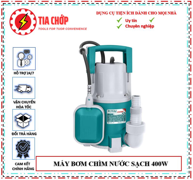 Máy bơm chìm dùng điện 220V công suất 400W total TWP64006 - bơm tỏm thả ngập nước có công tắc phao tự động