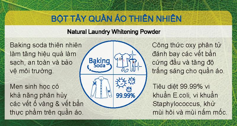 Product Introduction of Bột tẩy quần áo thiên nhiên Baking Soda Mao Bao 12g x 5 gói, tẩy Làm Sạch quần áo trắng, chăn ga, không gây kích ứng da 0
