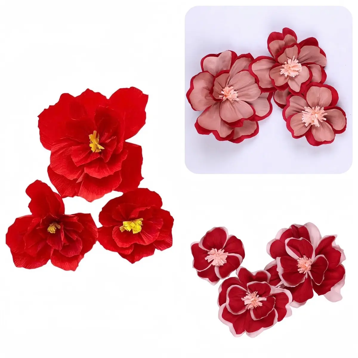 Set 3 hoa giấy nhún trang trí Tết, hoa to , đẹp