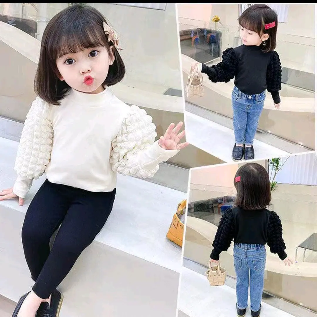 atasan lengan balon viral / atasan anak style / blouse anak kekinian 1-12 Tahun