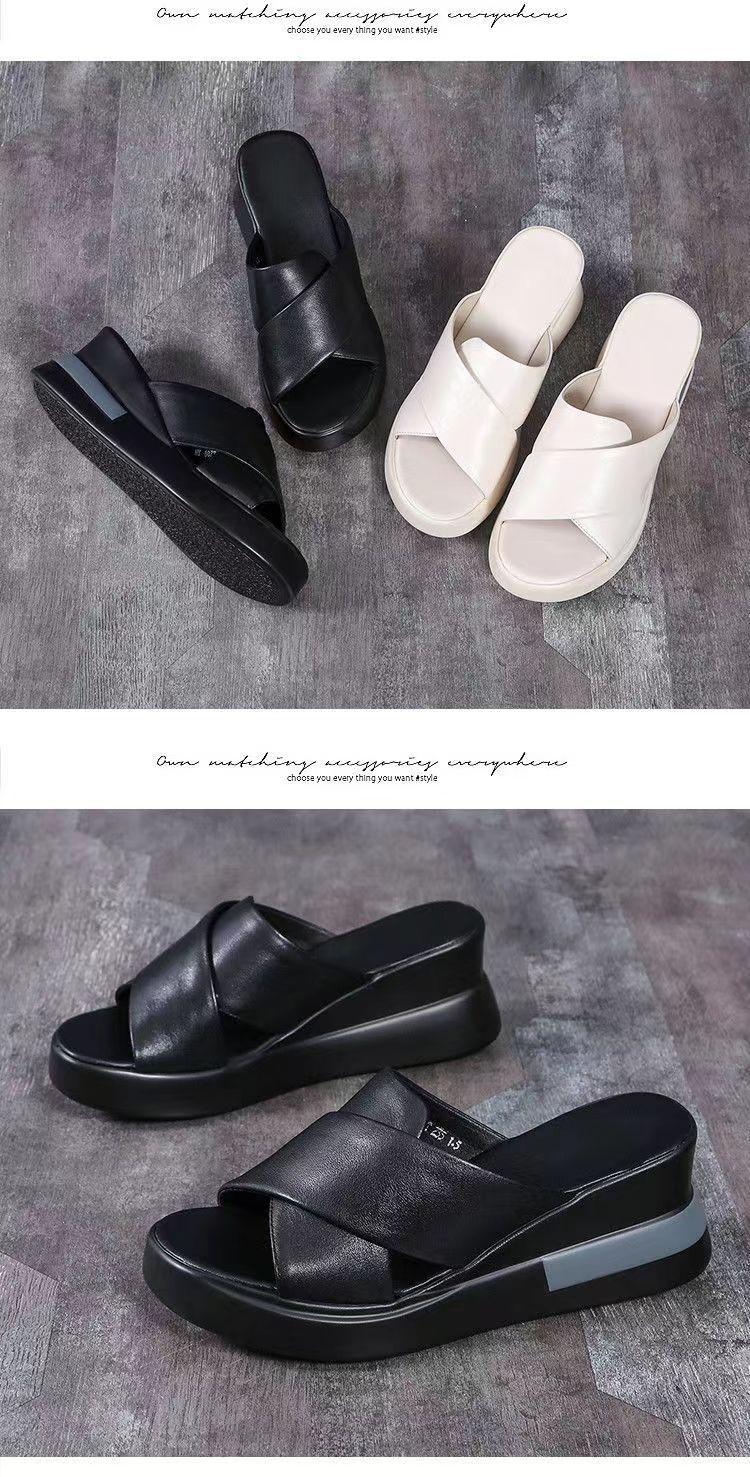 Product Introduction of Dép Đế Xuồng, Da Thật Mềm, Dành Cho Nữ, Thích Hợp Cho Mùa Hè, Có Thể Mặc Ngoài Trời, Hàng Mới Về 2024, Dép Dễ Phối Đồ Giày Đế Xuồng Cao Gót, Giày Đế Xuồng 13