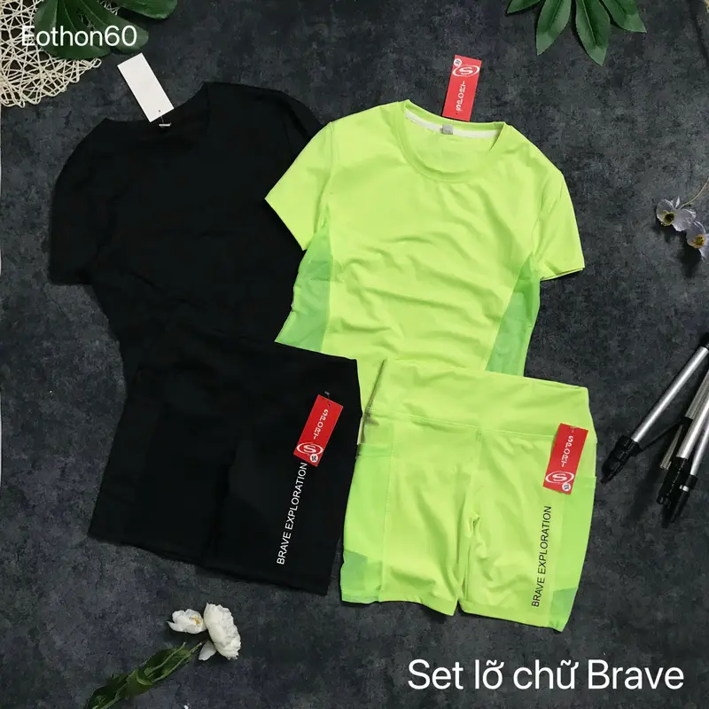 Set thể thao lỡ, áo vạt bầu form ôm chất thun co giãn cực tốt 6