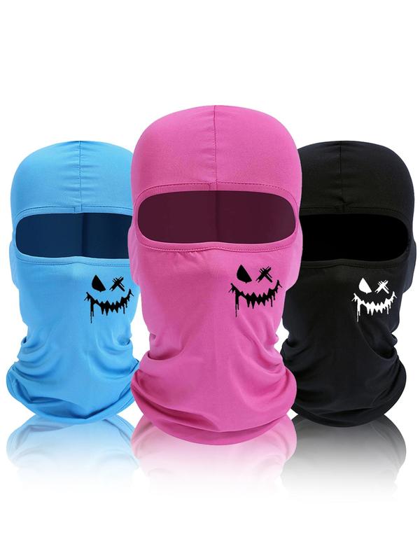 Smiling Face Print Balaclava Face Mask, Breathable Sun Protection Neck Gaiter, UV Protector Motorcycle Ski Scarf for Men & Women 0