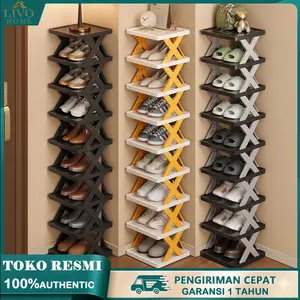 LIVO HOME Rak Sepatu X 7/9 Susun Livo Home Viral Zigzag Material Plastik PP Ringan & Kokoh Pilihan 4-9 Tingkat Mudah Dipasang Gratis Ongkir