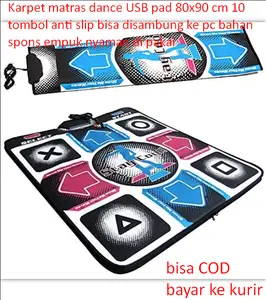 Karpet matras dance USB pad 80x90 cm 10 tombol anti slip bisa disambung ke pc bahan spons empuk nyaman di pakai