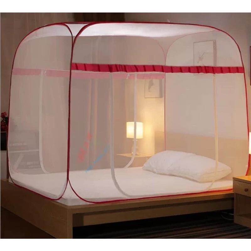 [Mã 05]Màn Chụp Tự Bung Đỉnh Vuông, 2 Khóa Sắt, Sang Chảnh, Cao Cấp  Đem Lại Giấc Ngủ Ngon phòng Chống Côn Trùng viền xám có thể xoay 2