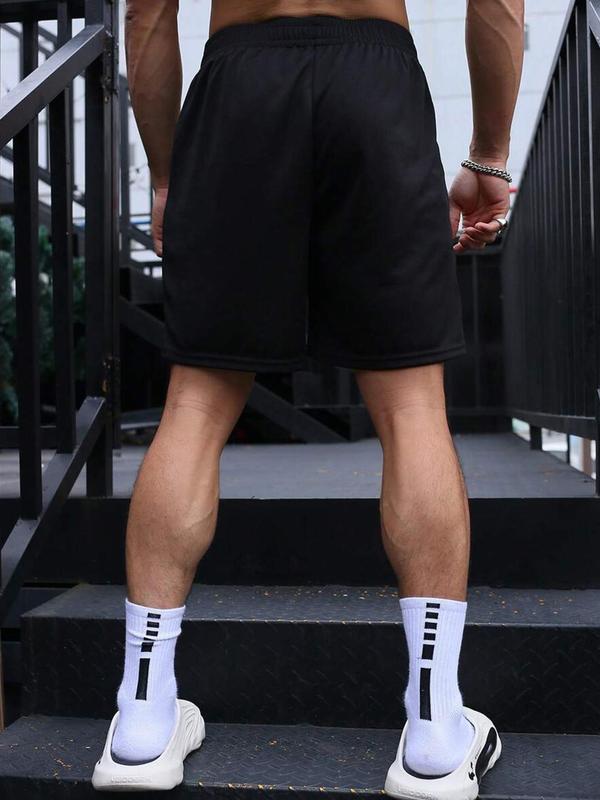 Men's Letter Print Pocket Drawstring Shorts, Regular Fit Casual Street Elastic Waist Straight Leg Shorts for Summer, Fashion Men's Bottoms for Daily Wear 8