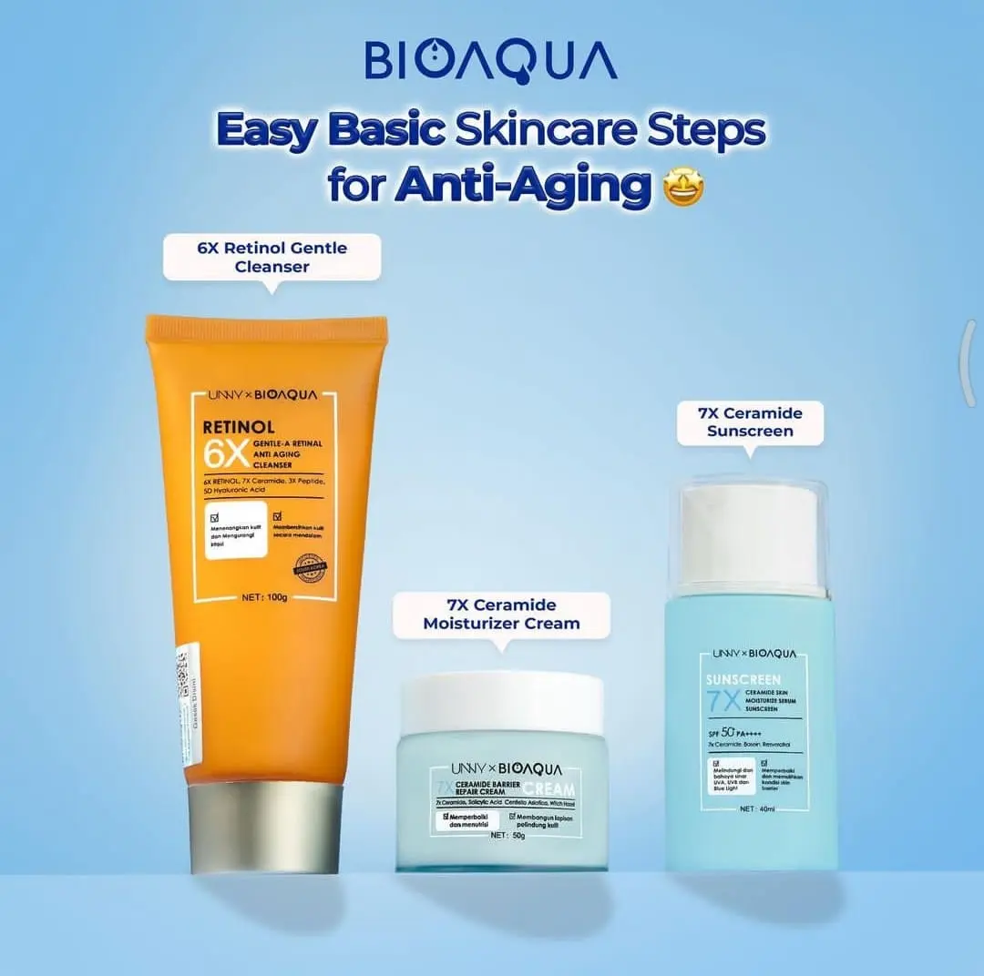 Bioaqua easy basic skincare steps for anti - ageing 6x retinol,7x creamide