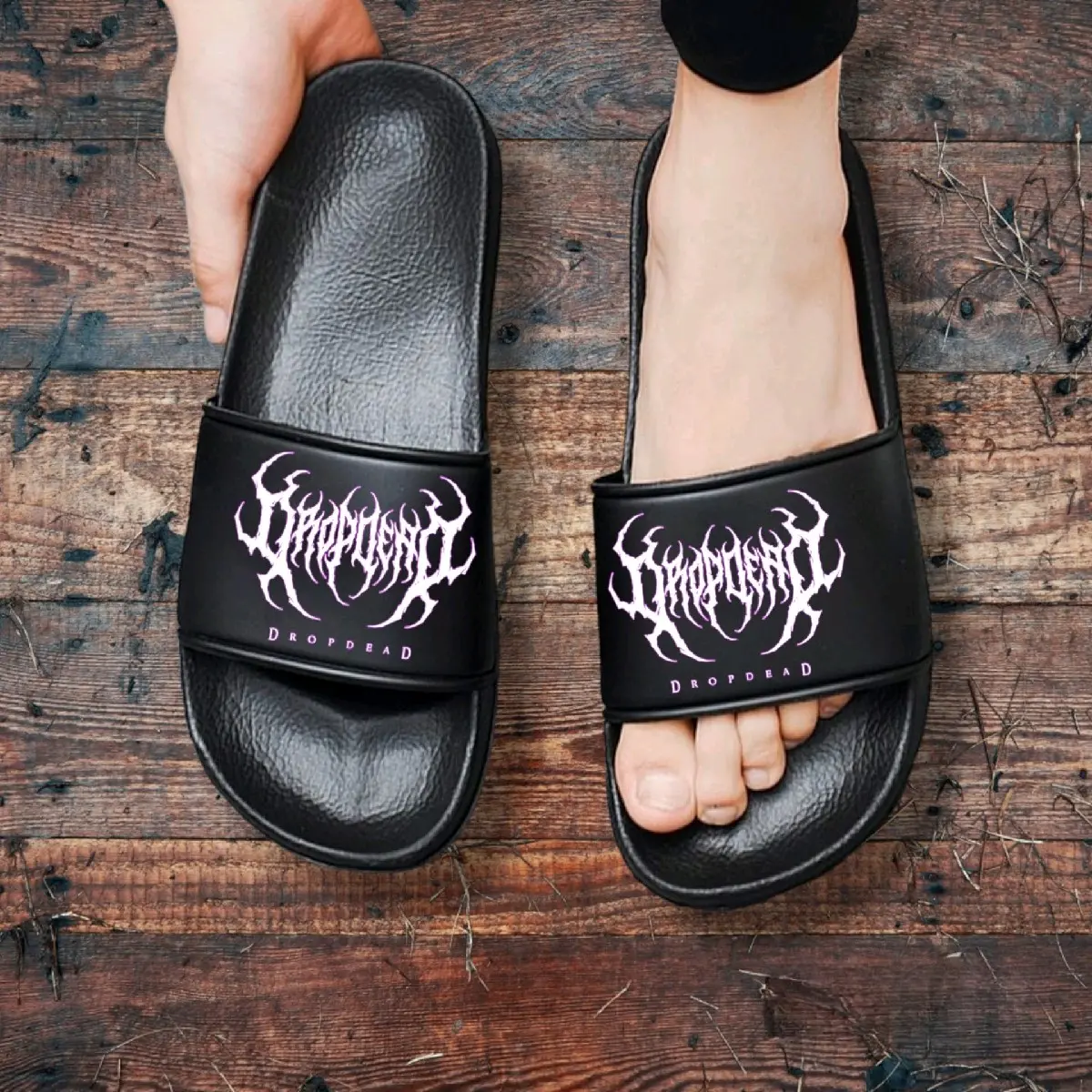 Sandal / Sendal Slop Pria / Wanita DROPDEA Lapis Busah Tebal 43 Hitam Karet Flat Shoes putih murah Selop Jelly keren