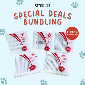 SC 1 Lusin Cotton Bud isi 40 Pcs Pembersih Mata Telinga Kucing Anjing Anabul Ear Eye Stain Remover