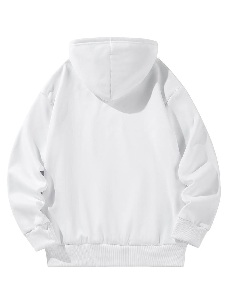 Product Introduction of Men's Solid Drop Shoulder Thermal Lined Hoodie, Casual Regular Fit Long Sleeve Pocket Hooded Sweatshirt for Fall & Winter, Men's Clothes for Daily Wear 7