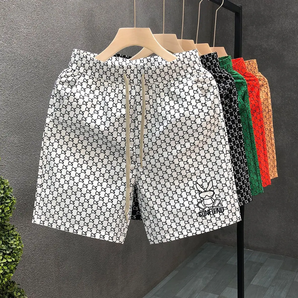 Quần Đùi In Chữ, Chất Lượng Cao, Dành Cho Nam Giới, Quần Dài Đến Đầu Gối Mỏng Mùa Hè, Hàng Châu Âu Cao Cấp, Quần Giữa, Hàng Mới Về 2024