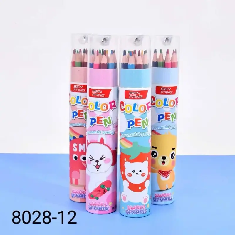 ￼Chì màu dạng ống đủ loại 12 - 18 màu tặng kèm gọt chì 2