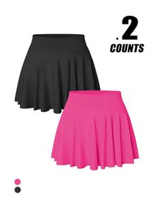 Women's Solid Color 2 in 1 Sports Skort, Comfy Breathable High Waist Skort for Tennis Golf, Ladies Sportswear for All Seasons, Tennis Skirt