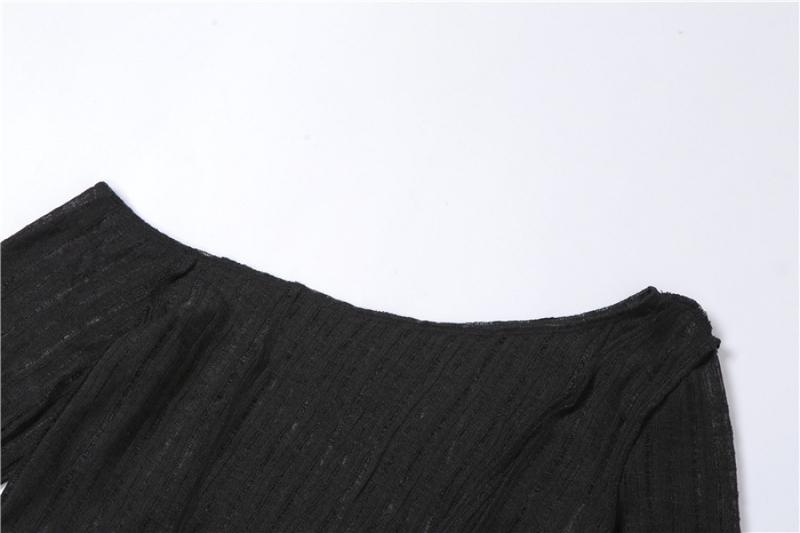 Product Introduction of Open navel fashion irregular sloping shoulder long sleeved T-shirt 7