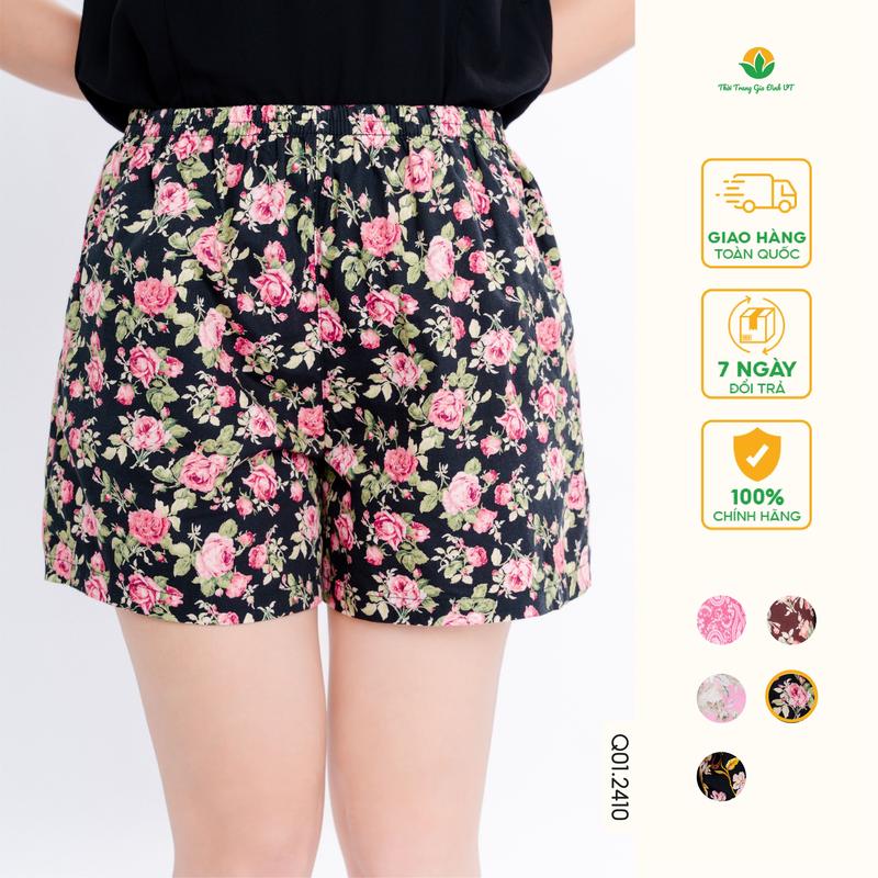 Quần đùi nữ Việt Thắng mặc nhà - Chất liệu cotton, mặc thoải mái Q01.2410 Women Quần Ngủ