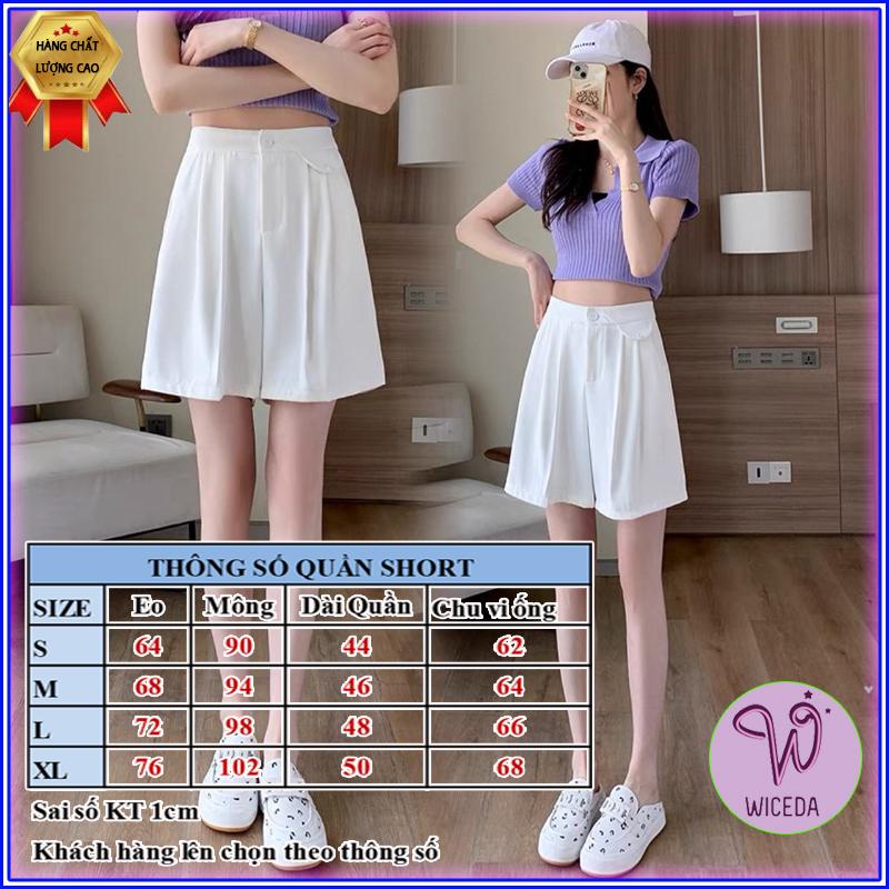 Product Introduction of Quần short nữ ống rộng cạp cao Wiceda . quần sooc ngố lưng cao 2 màu đen trắng mặc ở nhà đi chơi chất vải dày dặn QN520 6
