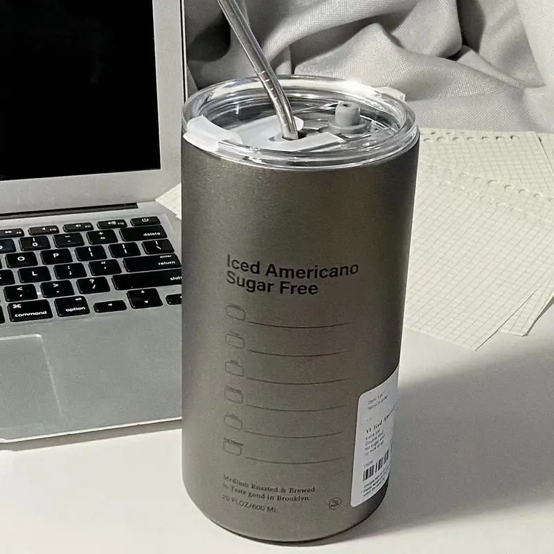 Ly Giữ Nhiệt Iced Americano Inox 304 Đúc Liền Khối Cao Cấp Có Nắp Đậy Tặng Kèm Ống Hút Hàng Loại 1 dung tích 600ml 5