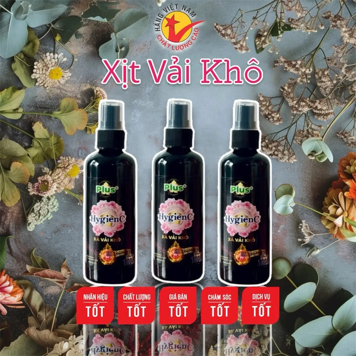 Xịt Vải Khô Khử Mùi Hygienc Hàng Việt Nam - Dung Tích 100Ml/Chai Xịt