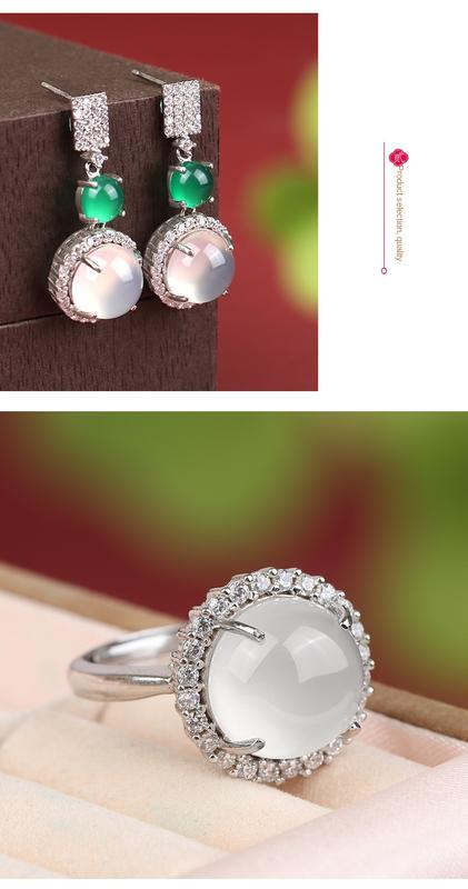 Product Introduction of Elegant Fashion Natural zircon Stud Earrings Ring Pendant Necklace Fashion accessories Set High Ice Perfect zircon Three-Piece Set Anniversary Auspicious Birthday 34