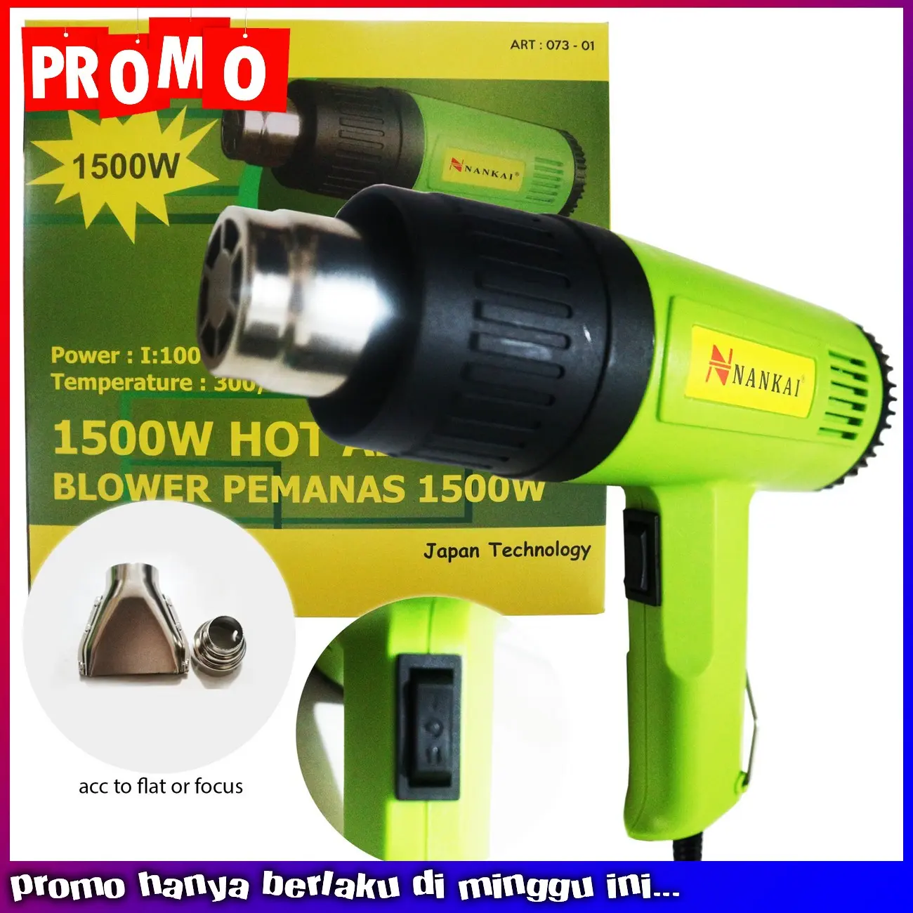 Nankai Heat Air Gun Pemanas Kaca Film Sticker Oracal dan Tutup Galon Listrik Paralon