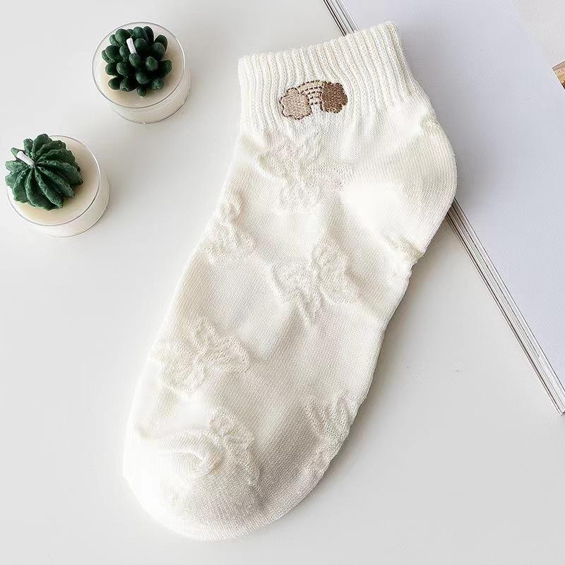 Combo 5 Đôi Tất dệt kim trắng vân nổi cổ thấp dễ thương - Set 5 đôi TT11 5