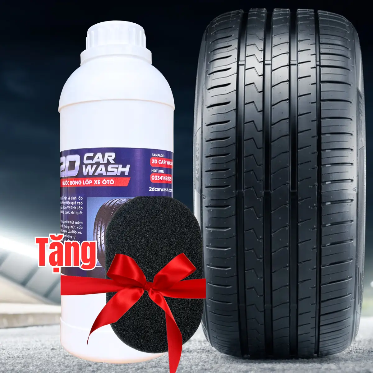 Dung dịch dưỡng bóng lốp 2Dcarwash 1L giúp phục hồi màu sắc ban đầu, tăng cường sức mạnh cho lốp xe an toàn và tiết kiệm