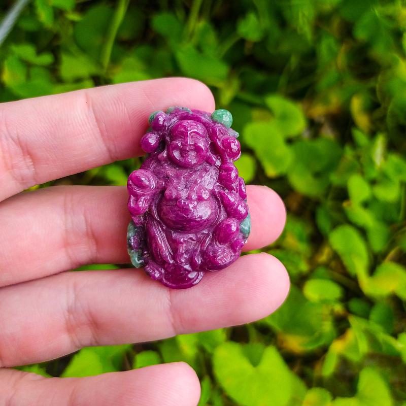 Mặt Dây Chuyền Đá Quý Ruby, Sapphire, Tạc Tượng Di Lặc 3
