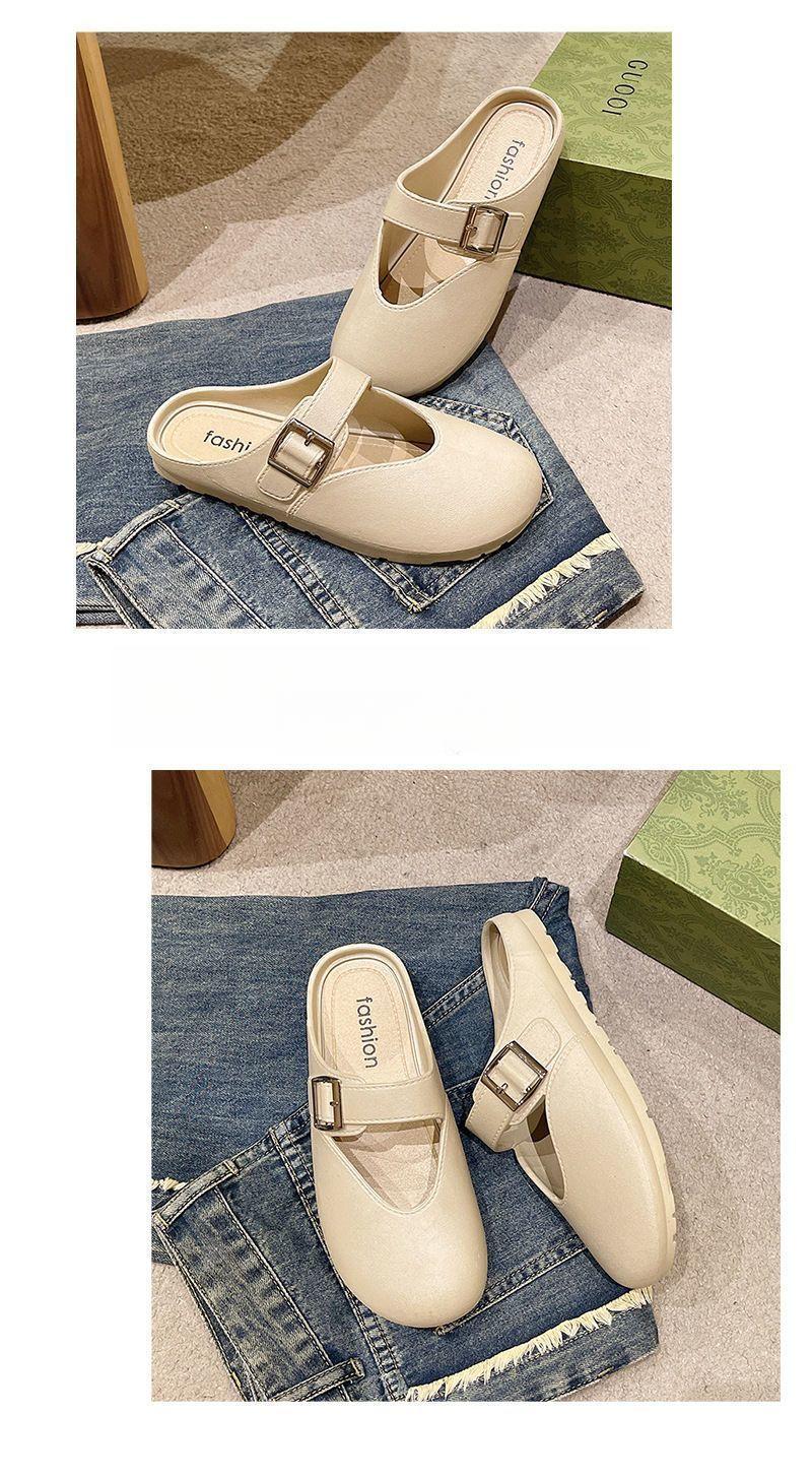 Product Introduction of New Soft Bottom Increase All-Match Closed Toe Half Slippers Slip-on Lazybones' Shoes Birkenstock Women's Outer Wear 25